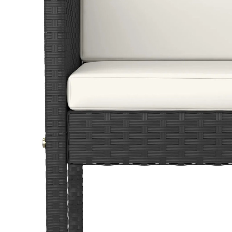Garden Bar Set with Cushions, Black