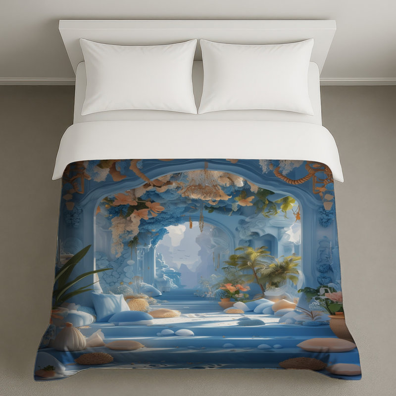 Housses de couette arches florales bleues, Lit simple