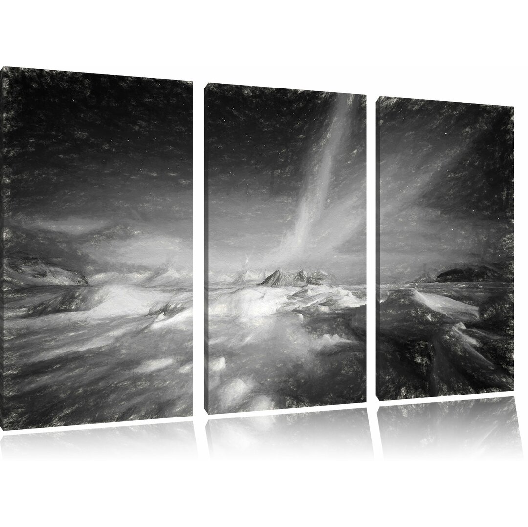 3-tlg. Leinwandbild-Set â€žGewaltiges Polarlichtâ€œ, Kunstdruck