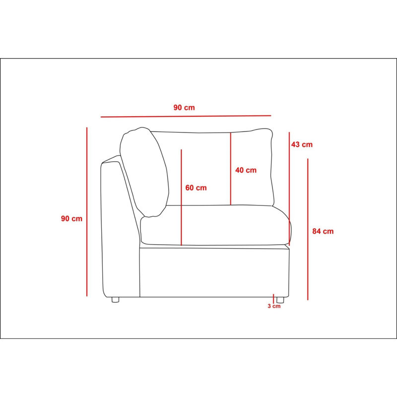 Corner Module, Light Gray Polyester