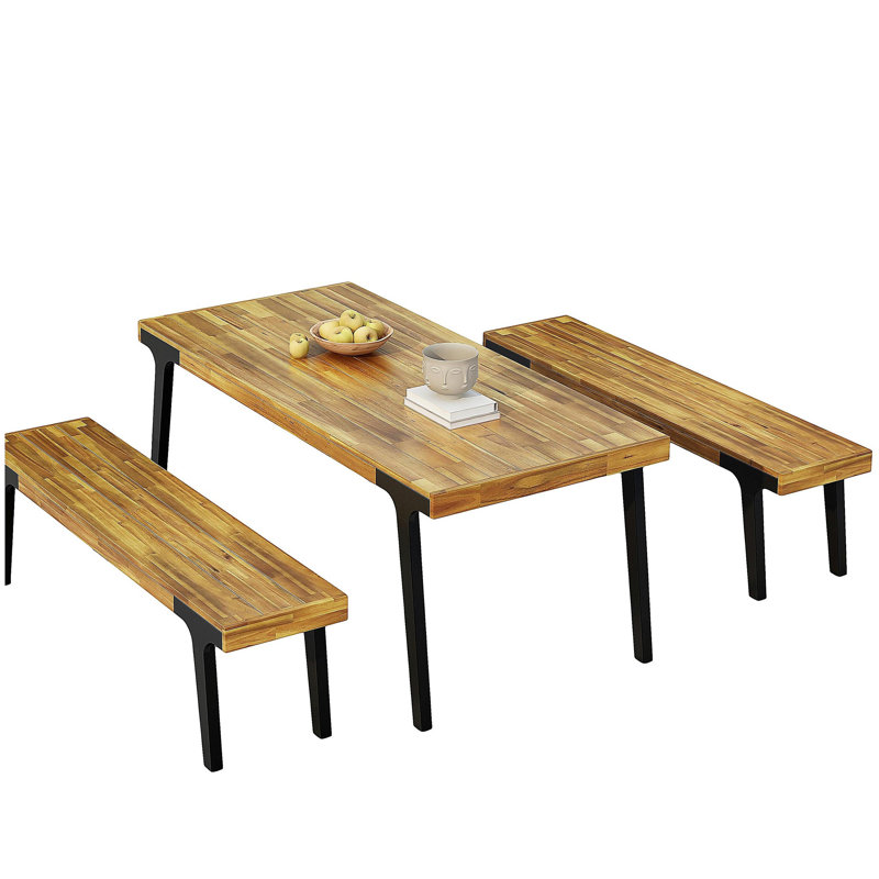 1 DINING TABLE+2 DINING BENCHES