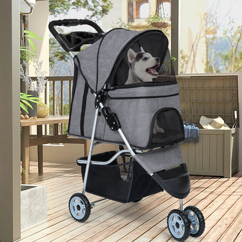 Foldable Pet Stroller, Gray