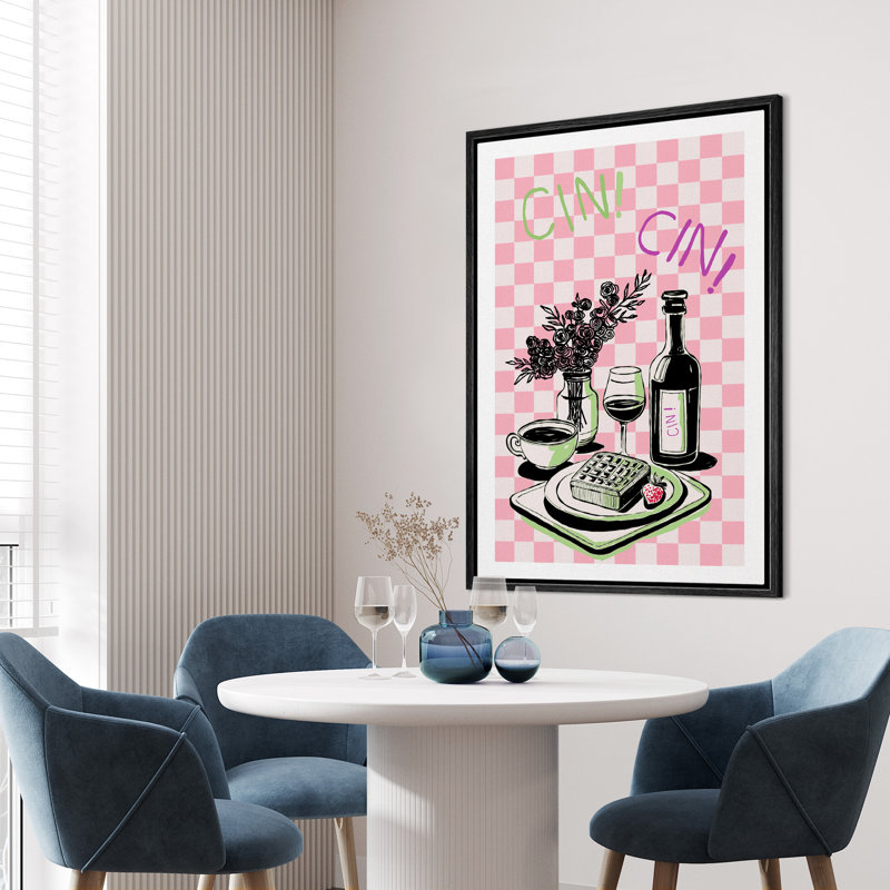 Rose Cheers, cuisine mignonne, Cin Cin, affiche, décor, minimaliste, moderne, esthétique numérique, cuisine, Noir