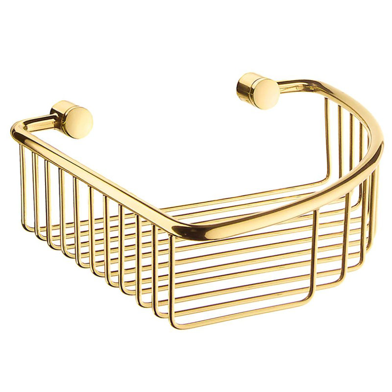 Wall mounted corner shower basket, Polished Brass
