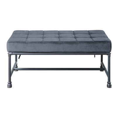 Grey Bench With Industrial Metal Legs - Transform Your Bedroom Into A Style Statement Velvet Enhance Aesthetics