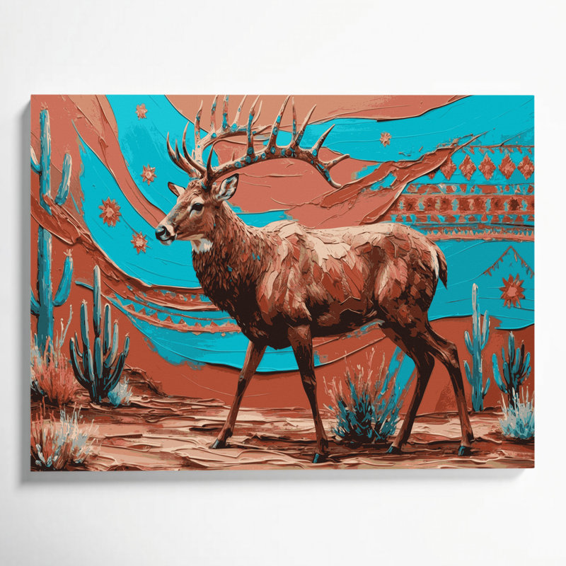 «Southwestern Animals», art mural rose sur toile 18, H 11 po x l 14 po