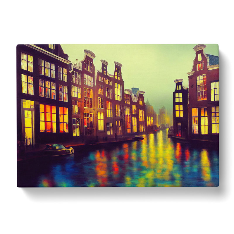 Amsterdam Canal Art Painting Vol.2 - Wrapped Canvas Print, 50cm H x 76cm W x 3cm D
