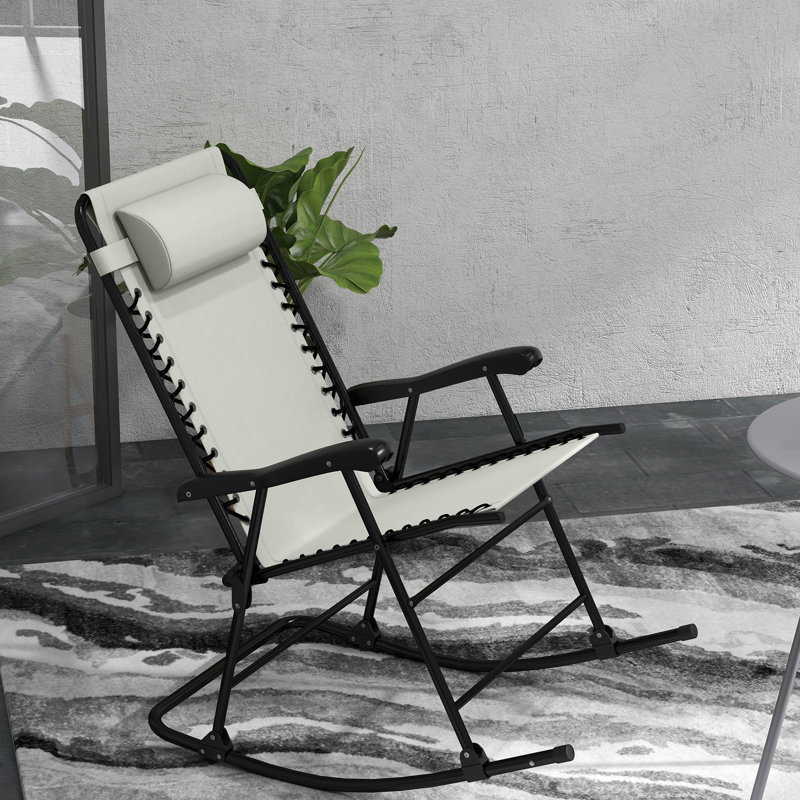Chaise berçante d'extérieur blanc crème, 2 pièces Pliable pour la portabilité. Pour patio, terrasse pliable, cour arrière. Portable