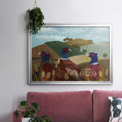 " Pheasant Trio In Field "