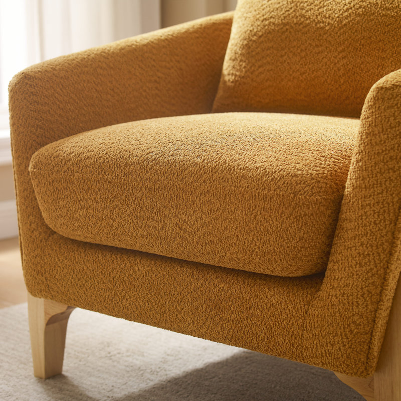 Harver Upholstered Barrel Chair, Curry Polyester, Brown