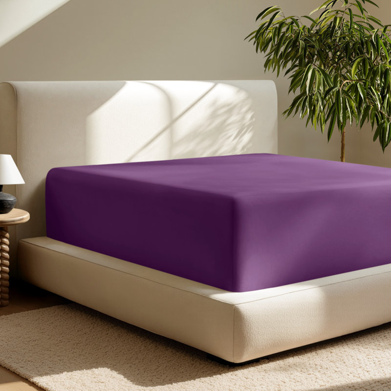 Extra Deep Microfiber Fitted Sheet, King Fitted Sheet, Plum