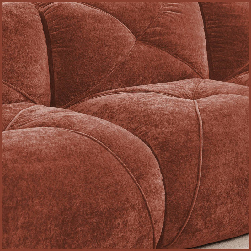 110.7" Upholstered L-Shaped Boneless Sectional With Ottoman, Red Velvet