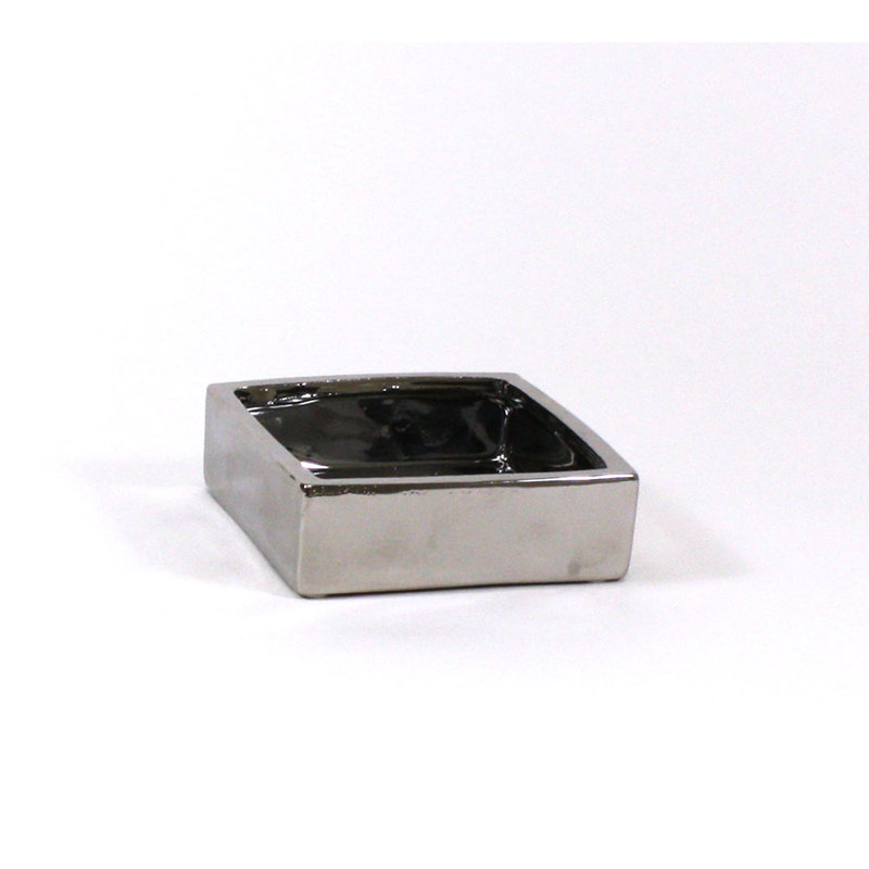 Brandi Table Vase 1, 2.75" H x 8" W x 8" D, Silver
