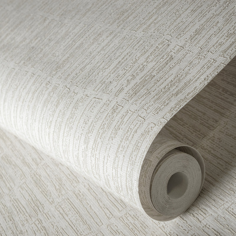 Rouleau de papier peint effet bambou métallique L 33 pi x l 21 po Feel, Blanc d'antan
