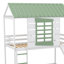 Lit superposé simple au-dessus d'un lit simple avec une conception de maison, avec une glissade transformable et un lit gigogne