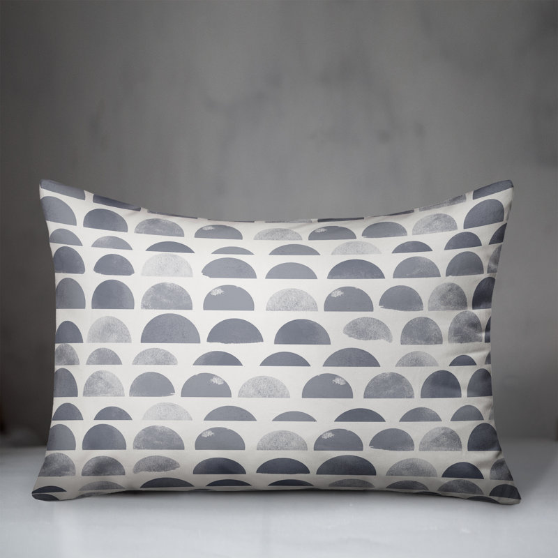 Housse et insert de coussin rectangulaire extérieur demi-cercles 17, Bleu