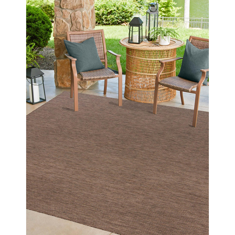 Tapis intérieur / extérieur Avaughn, Brun, Carré 13 pi