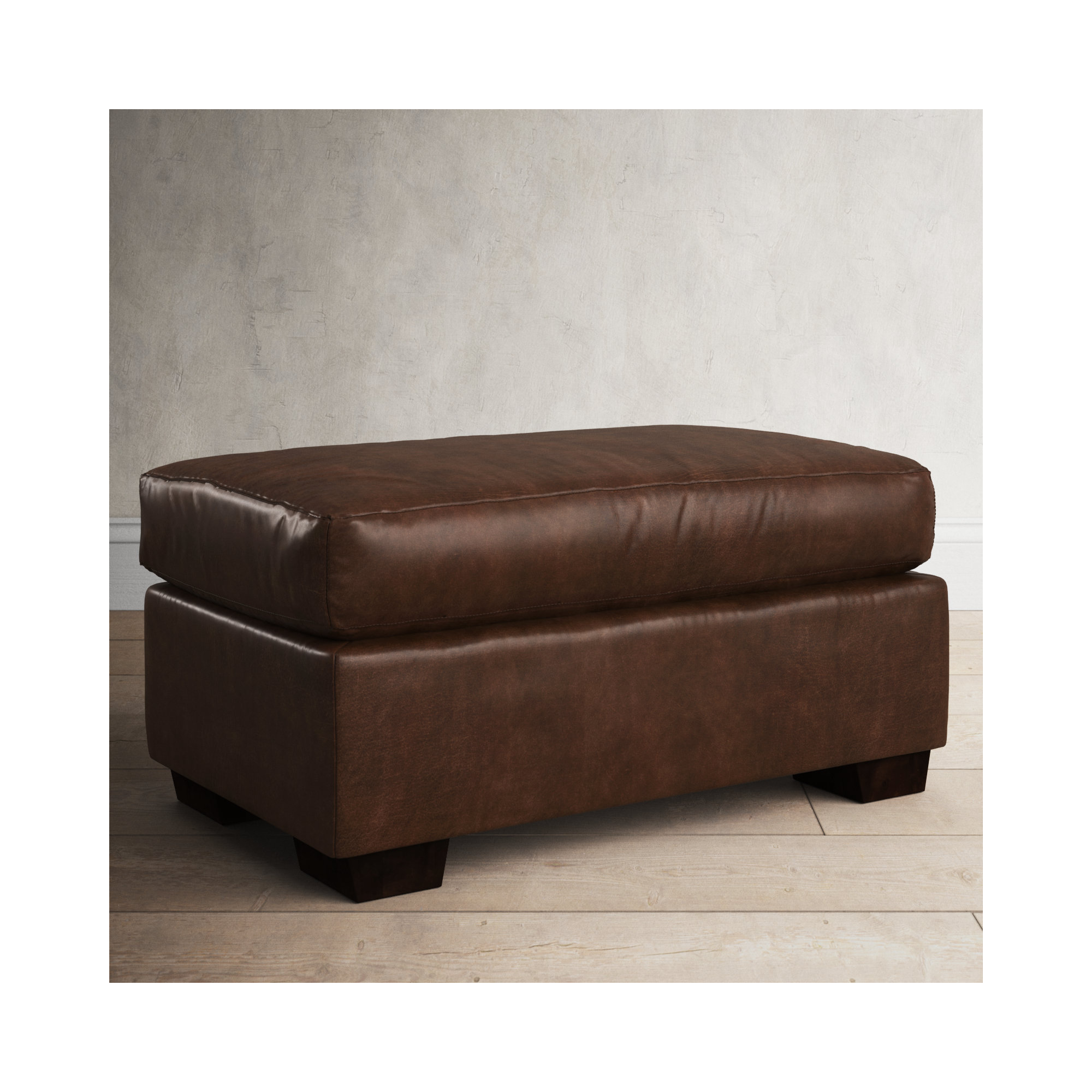 Cranbrook Upholstered Ottoman, Bistro Rustic Genuine Leather
