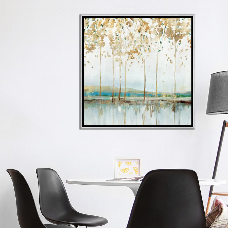 «River Breath I» par Isabelle Z - reproduction d'art, Toile avec cadre argenté, Pas de tapis, H 37 po x l 37 po x P 1,5 po