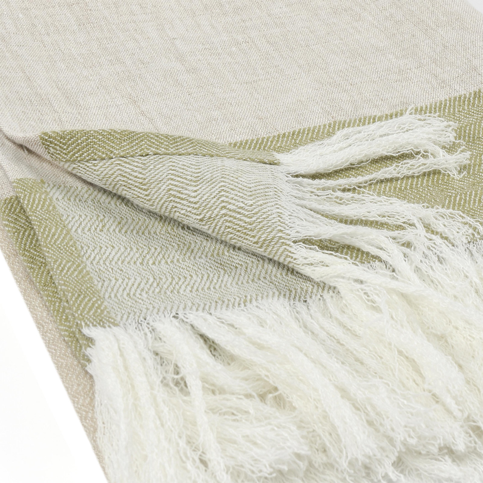 Talara Hand Woven Throw Blanket, Green/Natural