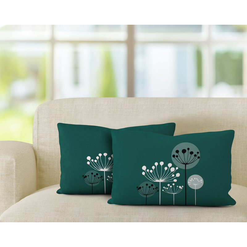 Polyester / Mélange de polyester Housse de coussin rectangulaire intérieure / extérieure lombaire et insert, Émeraude