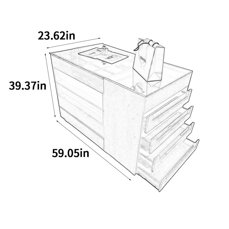 Vitrine luxueuse haut de gamme, H 39,37 po x l 59,05 po x P 23,62 po