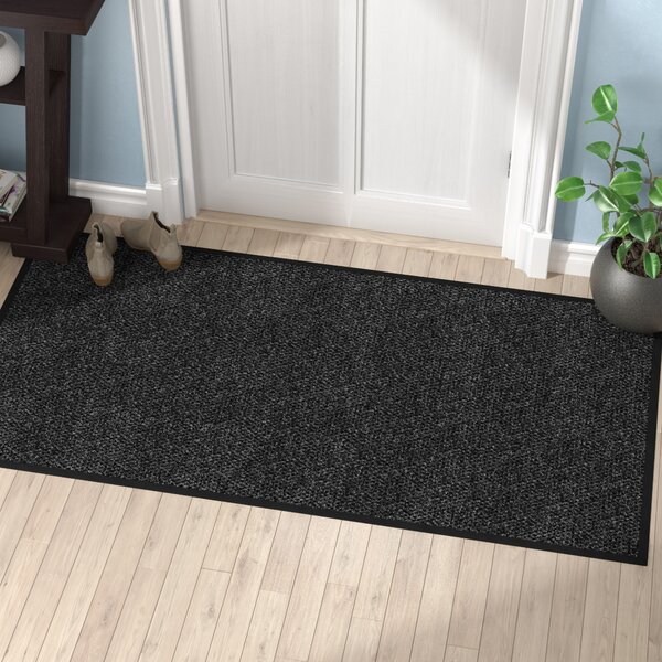 Polynib Solid Indoor Only Door Mat Symple Stuff Color: Charcoal, Mat Size: Rectangle 4' x 8