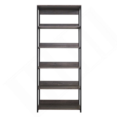 Wood And Metal Walk-In Closet With Five Shelves In Rustic Grey