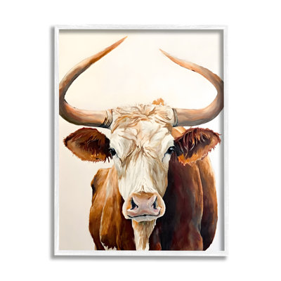 Longhorn avec cornes courbées, impression sur toile