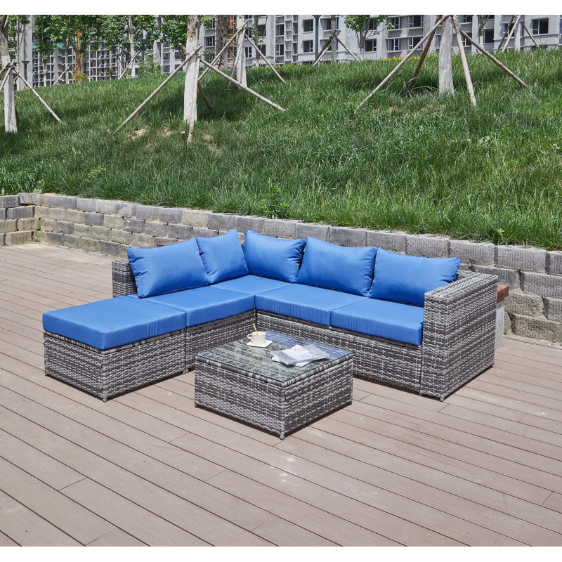 6 pièces Canapé de patio avec coussins