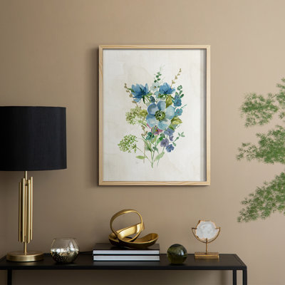 «Bouquet of Blue I», reproduction encadrée - bois massif