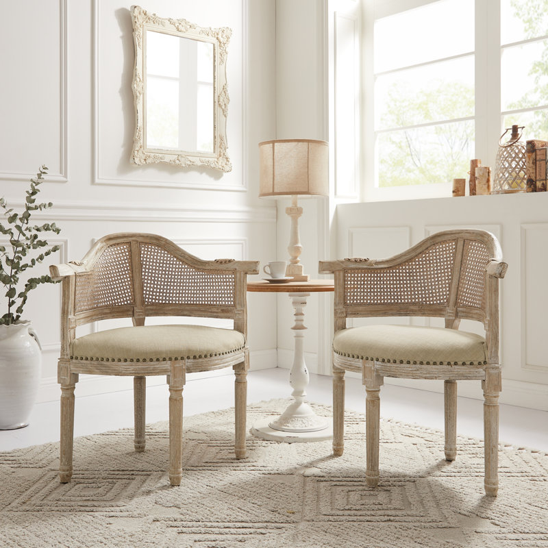 Chaise avec accoudoirs en lin 24 po Bramford, Beige