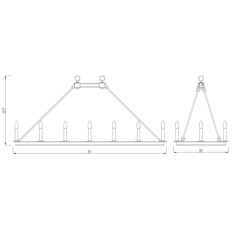 Luminaire suspendu rectangulaire à 16 lumières Engle, Noir mat