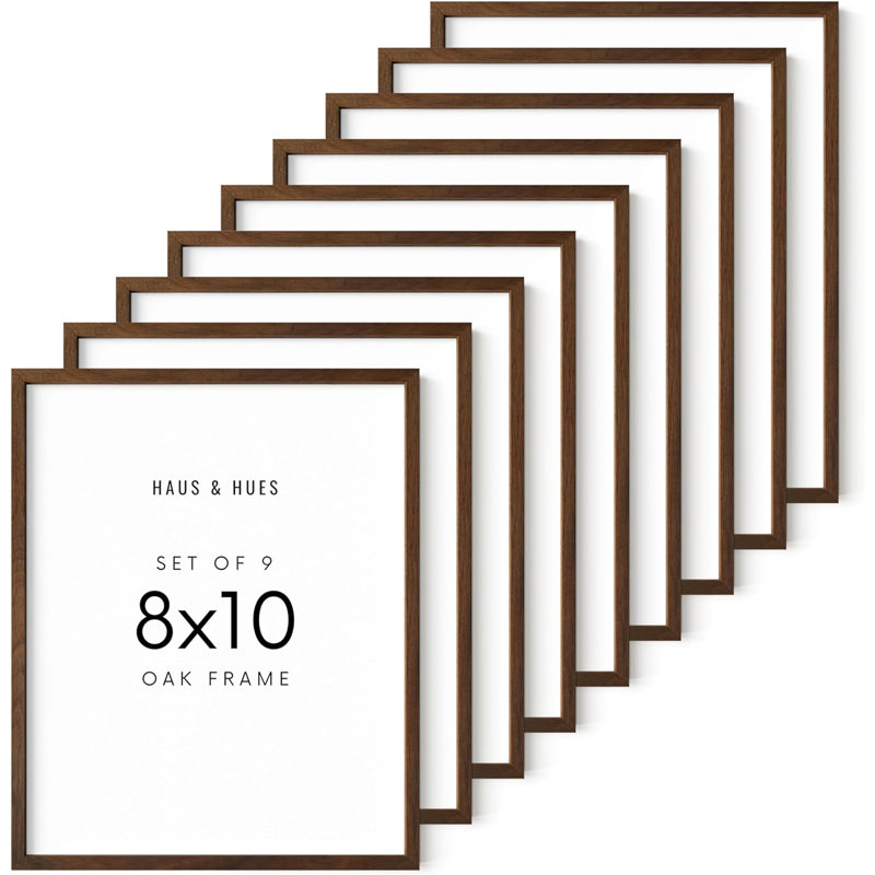 Cadre photo en bois massif - ensemble de 9, Noyer, L 8 po x H 10 po