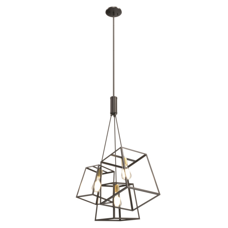 Luminaire suspendu géométrique 3 lumières unique Taryn, Finitions multiples / ébène