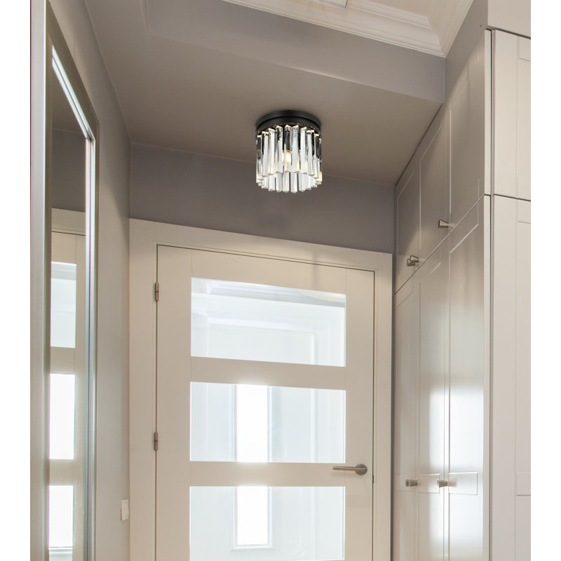 Yazmin Flush Mount, Crystal (Clear), Mocha Brown, 13" H x 12" W x 12" D