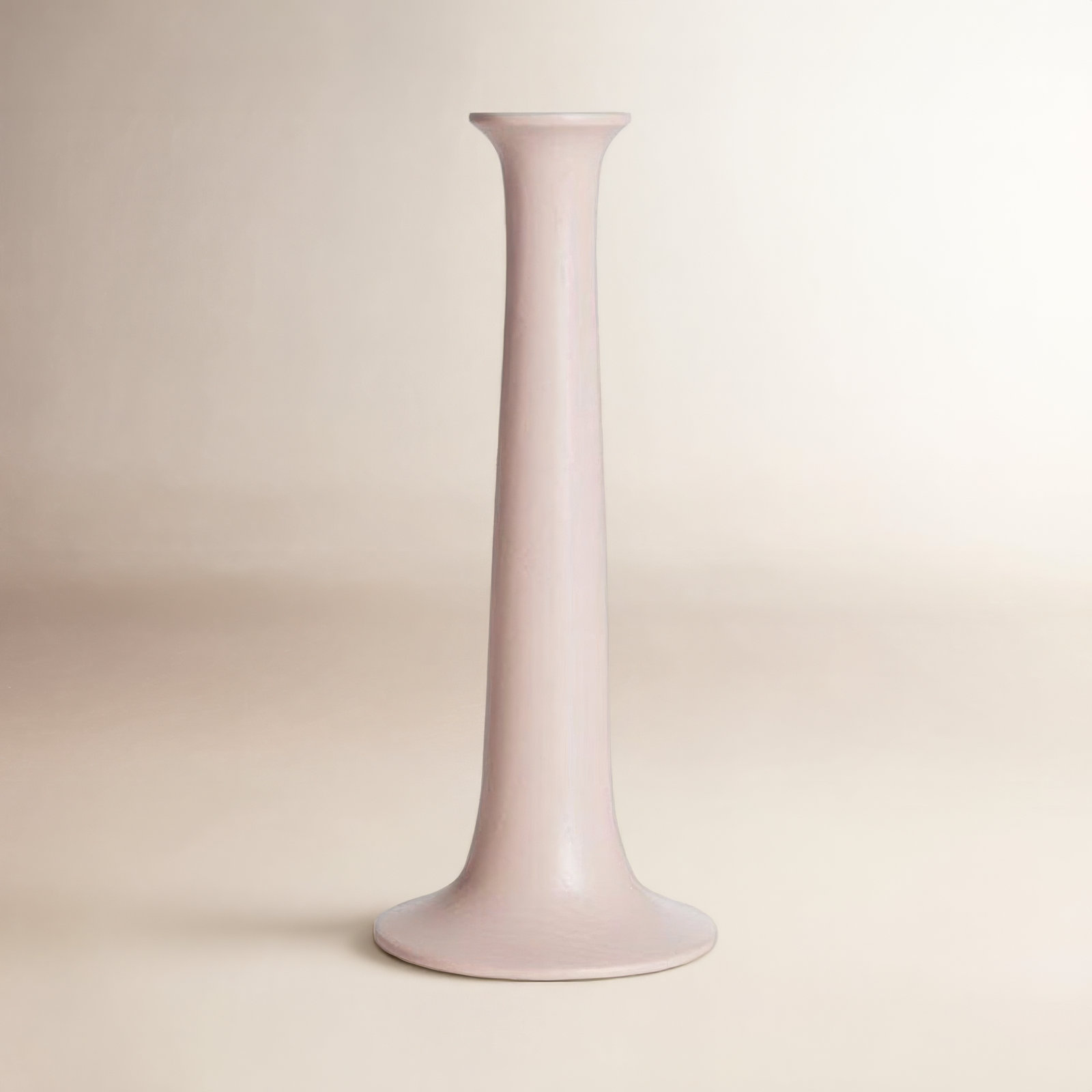 Simple Solid Wood Candlestick, Blush, 9" H x 4" W x 4" D