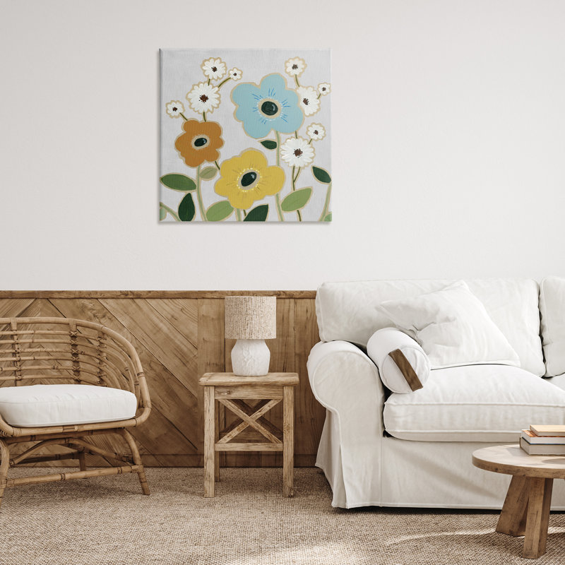 Art mural sur toile "Fleurs primaires" par Carol Robinson, H 30 po x l 30 po
