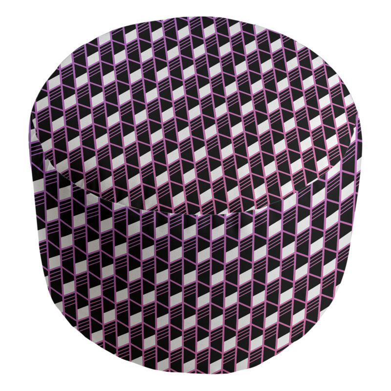 Avicia Upholstered Pouf, Dark Red/Black