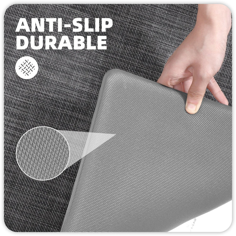 Tapis anti-fatigue Deeana, Tapis de couloir 1 pi 5 po x 3 pi 3 po, Gris foncé