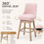 Ensemble de 2 tabourets de bar pivotants à 360 ° à hauteur de comptoir de 26 po avec dossier, tabourets de bar style Mid-Century rembourrés avec pieds en bois massif pour îlot de cuisine, rose-133276210