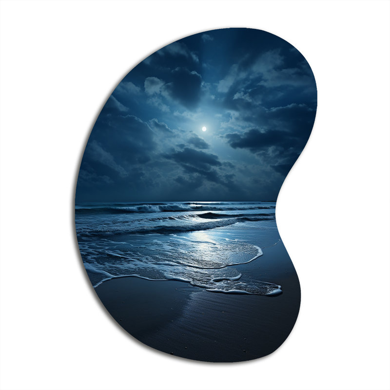 «Manus Beach Photo Serene Moonlight I», reproduction d'art de sculpture murale asymétrique en métal, H 39 po x l 28 po