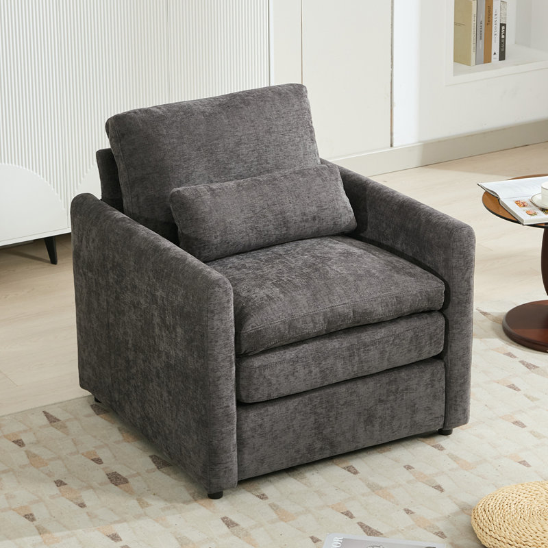 Upholstered Armchair Oversized Single Chair, Grey