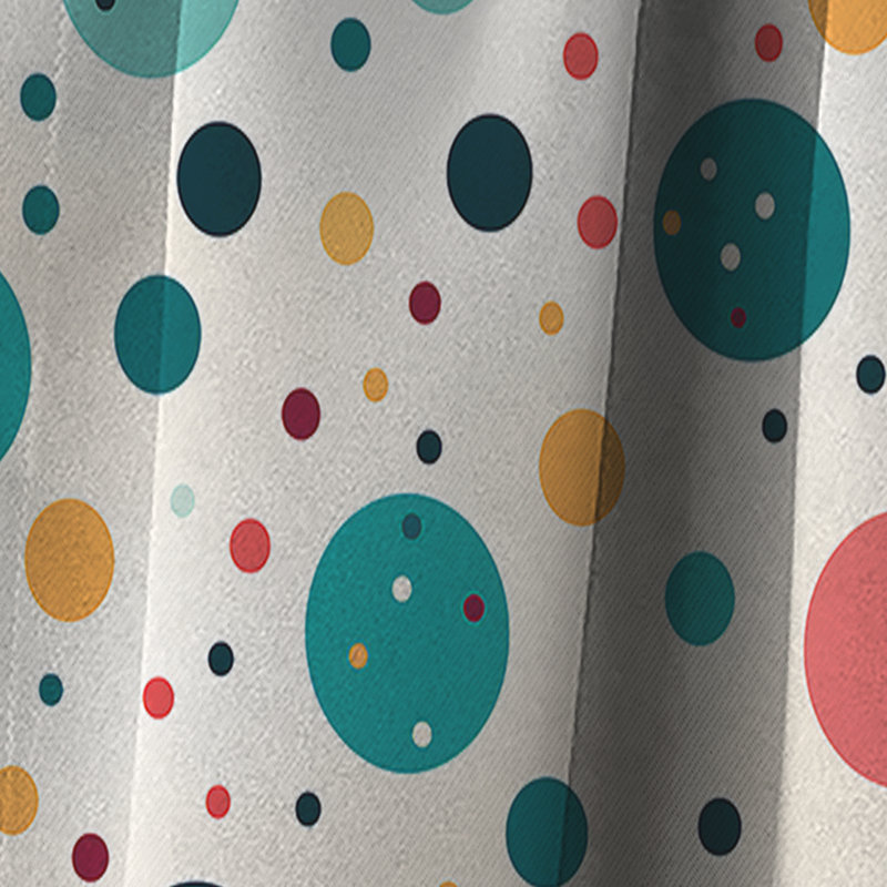 Rideau occultant Turquoise à pois rétro Revival III - 1 panneaux abstraits, L 52 po x L 108 po