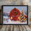 Art mural de ferme rustique noire encadrée de Noël-575151100