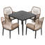 Ensemble de salle à manger pour patio en métal avec trou de parasol et coussins à fermeture à glissière-1166480778-1166480779-1166480776