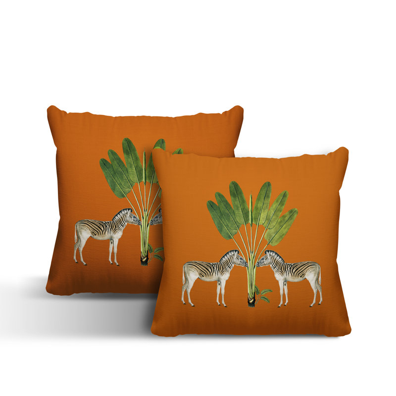 Housse et insert de coussin carré intérieur / extérieur , L 19 po x H 19 po, Orange