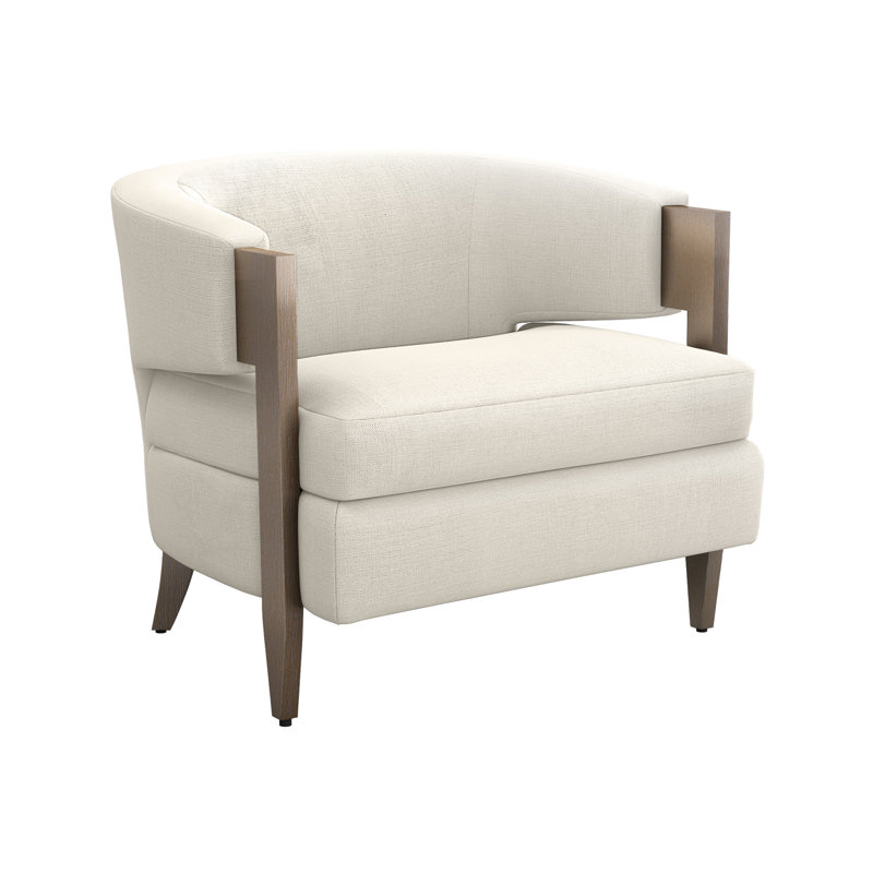 Fauteuil demi-tonneau Kelsey, Perle 100% polyester, Gris glacé