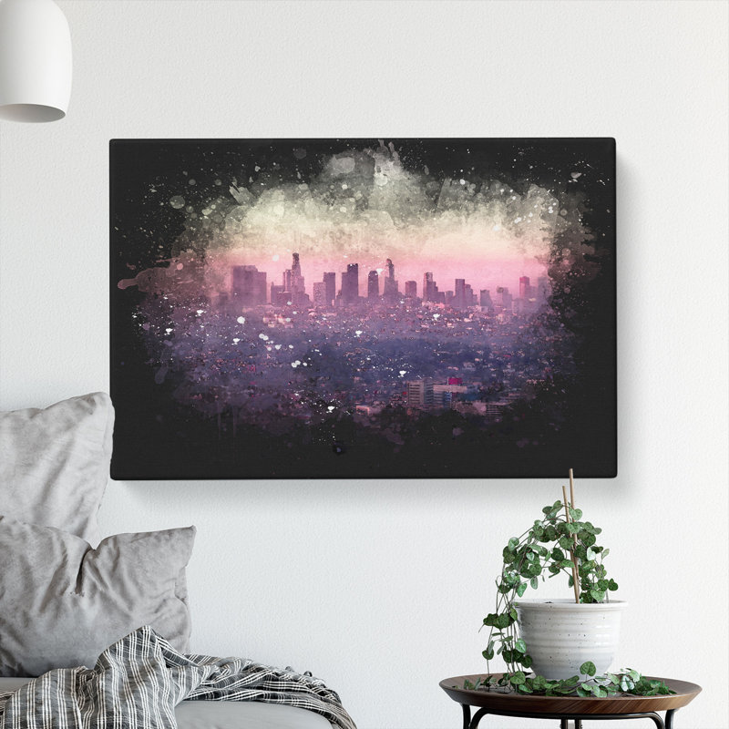 Los Angeles Skyline In The Morning - Wrapped Canvas, 35cm H x 50cm W x 3cm D