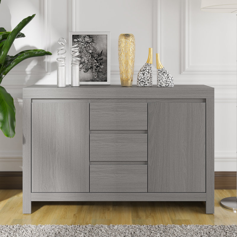Ellani Cubbot Wide 2 Door 3 Drawer Sideboard, Cool Grey